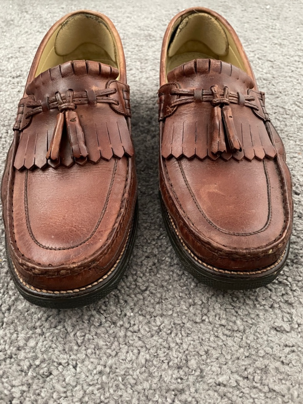 Florsheim Leather Tassel Kiltie Loafers in Chestnut Brown - Picture 3 of 4